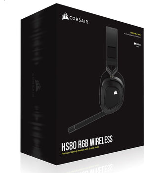 Corsair HS80 RGB Wireless Carbon- Dolby Atoms, Hyper Fast Slipstream Wireless - Gaming Headset Headphones