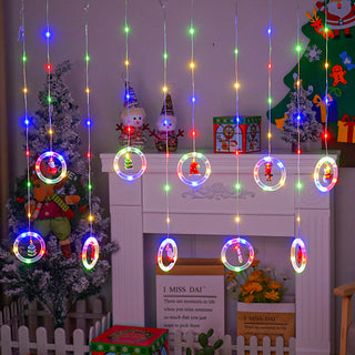 Buy multicolor Konsalz LED Curtain String Light USB 3M for Christmas Decoration with Cute 10 Ring Ornaments, Indoor/Outdoor Use, Perfect for Home, Garden, Night Lighting, Parties, Xmas Tree