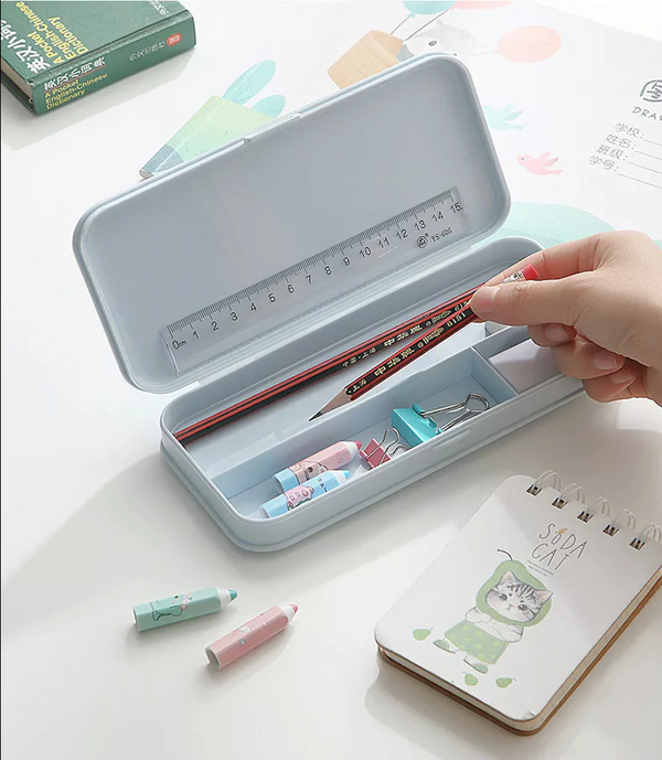 Konsalz Kids Pencil Case | Macron Matte Finish | Ideal for School Supplies, Makeup & Small Stationery | Back-to-School, Children's Day & Birthdays | Portable Organizer Box | Blue - Konsalz