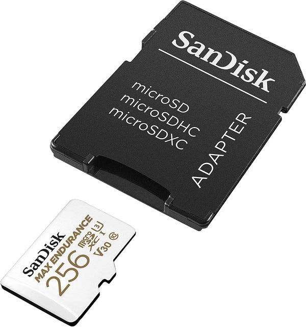 SanDisk 256GB Max Endurance microSDHC UHS-I C10 U3 V30 100MB/s R, 40MB/s W SD adaptor 10Y