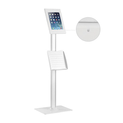 Brateck Anti-theft Tablet Kiosk Floor Stand with Catalogue holder 9.7'/10.2' Ipad, 10.5' Ipad Air/Ipad Pro, 10.1' Sansung Galaxy TAB A (2019)  - White