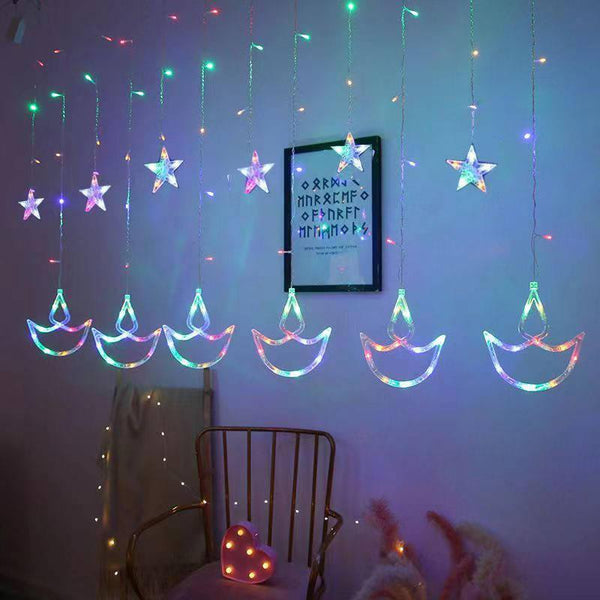 Konsalz LED String Lights, USB 3M Star and Diya Lights for Christmas and Home Decor, Decoration Curtain Fairy Lights for Outdoor and Indoor Party - Konsalz