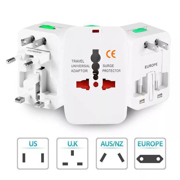 Konsalz Universal Travel Adapter, International Adapter, Worldwide Adapter with Surge Protection, AU/EU/US/UK - Konsalz