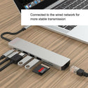 Konsalz USB C HUB 8 in 1 Multi-Port Adaptor, Power Delivery, Multimedia and Data Transfer Ports | 1 Ethernet RJ-45, 1 SD and 1 TF Card Readers, 2 USB 3.0, 1 HDMI 4K, 1 PD Charging, and 1 Type-C - Konsalz